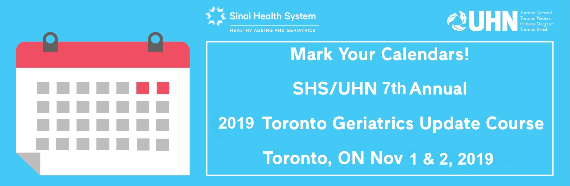 Mark the date 2019 Toronto Geriatrics Update Course
