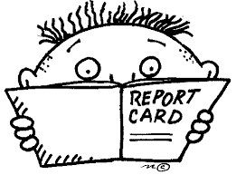 Clip art of a boy reading a document called Report Card