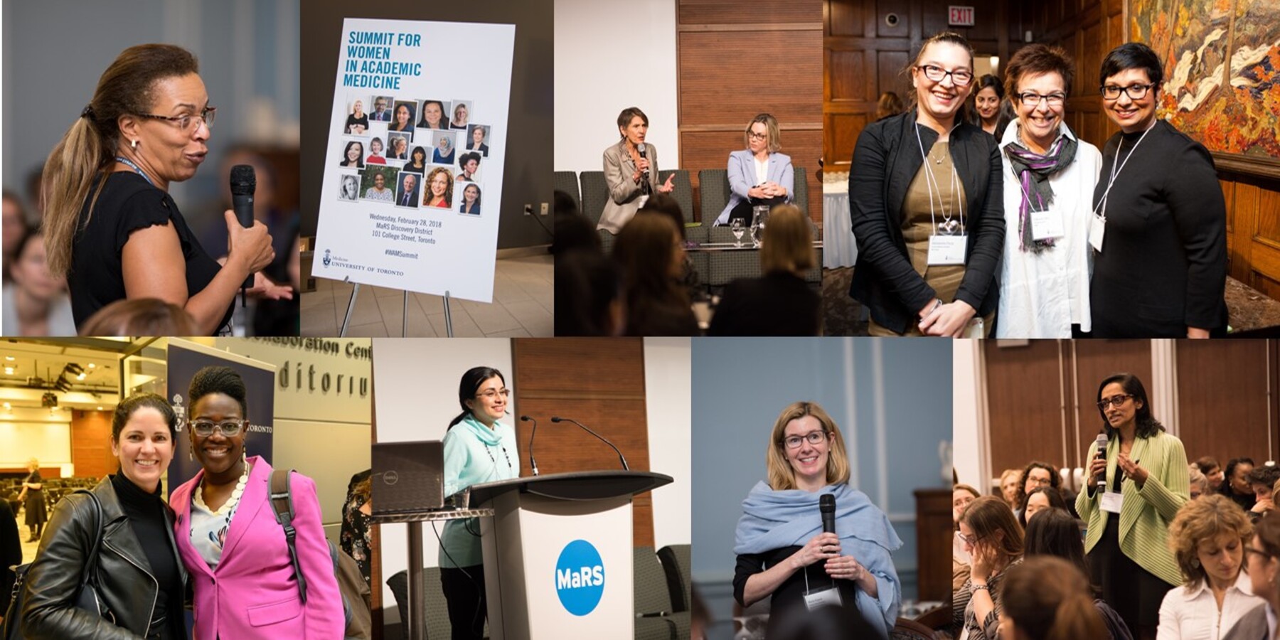 Collage of photos from WAM Summit 2017-2019 including presenters and participants.