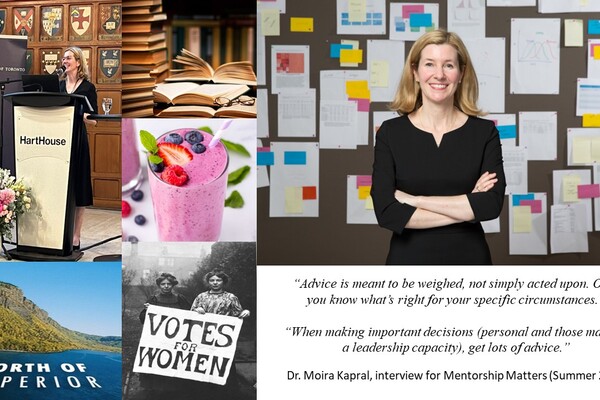 Collage of photos of Dr. Moira Kapral and quotes by her. 