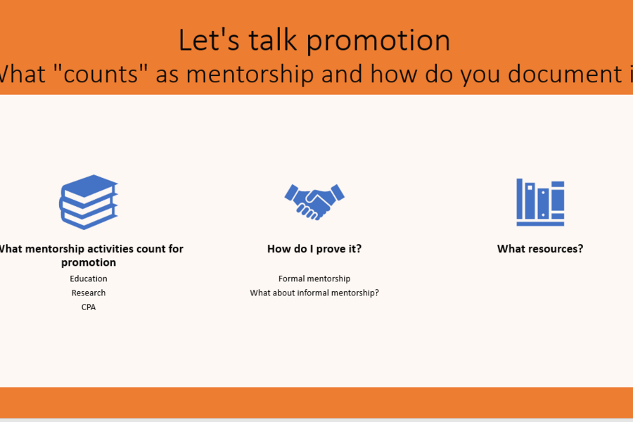 Screenshot of Powerpoint detailing How to Make mentorship count for promotion