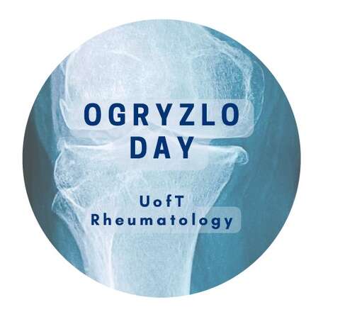 knee x-ray with overlay of orgyzlo day uoft rheumatology