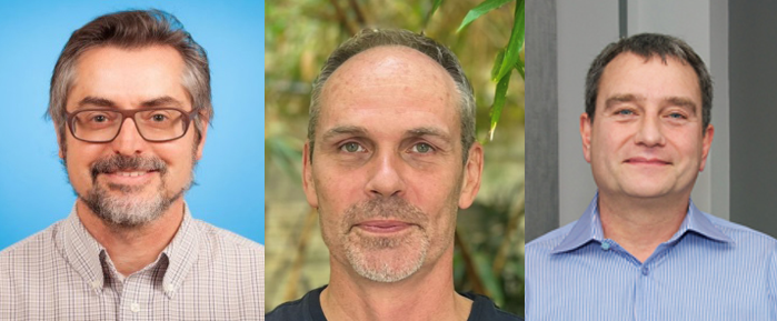 Headshots of Drs. Mario Ostrowski, Rupert Kaul and Colin Kovacs